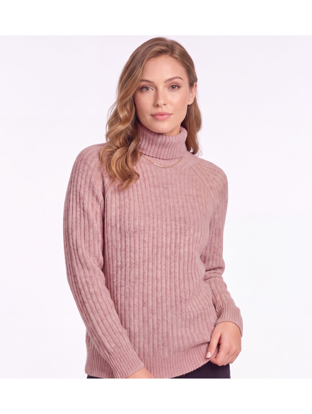 Liny Xin 100% Merino Wool Ribbed Turtleneck Sweater Pink Tagged XXL Fits US L/XL
